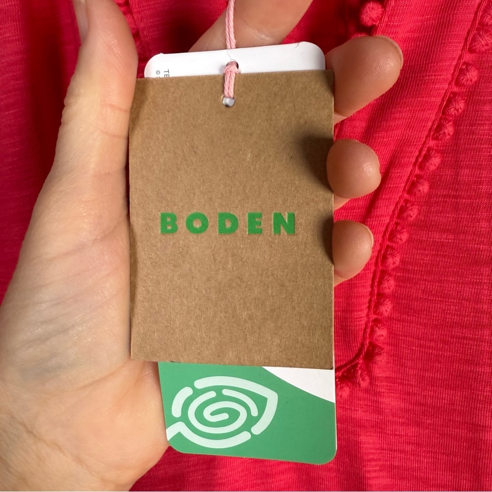 Boden Maddie Trim Jersey Dress Size 8P Flutter Sleeves Pockets Pink Salmon NWT - Picture 8 of 12